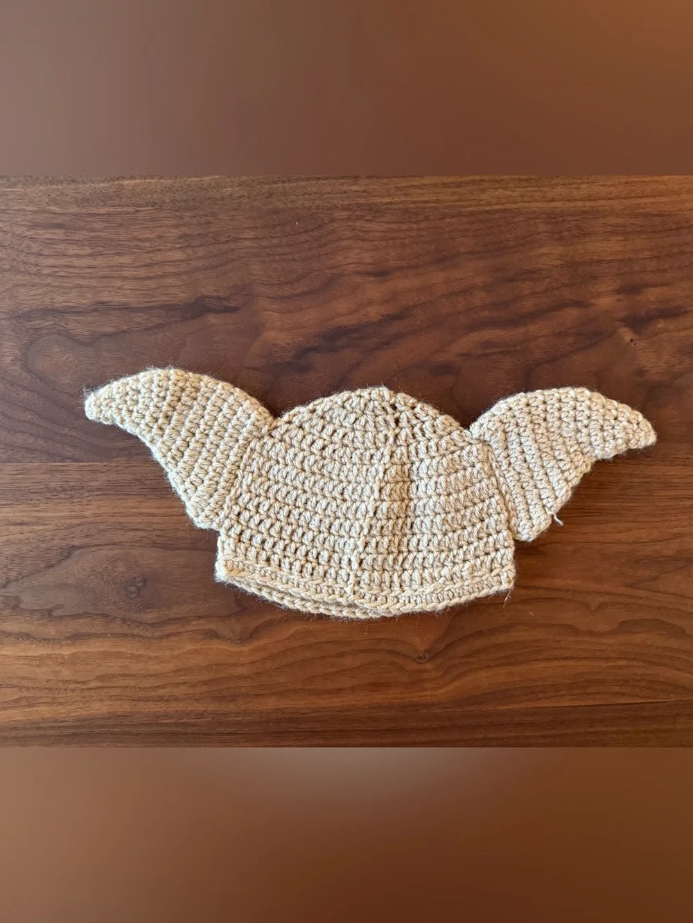 Handmade Cream Crochet Yoda baby Hat